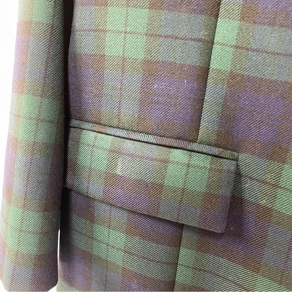 Vintage 12P Pendleton Wool Green and Blue Plaid Tartan Blazer Jacket - Picture 7 of 10